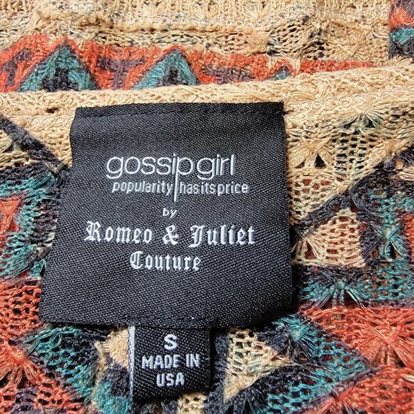 Western Aztec Native American Cropped Tunic Shirt Womens S Gossip Girl Cowgirl - Picture 3 of 11